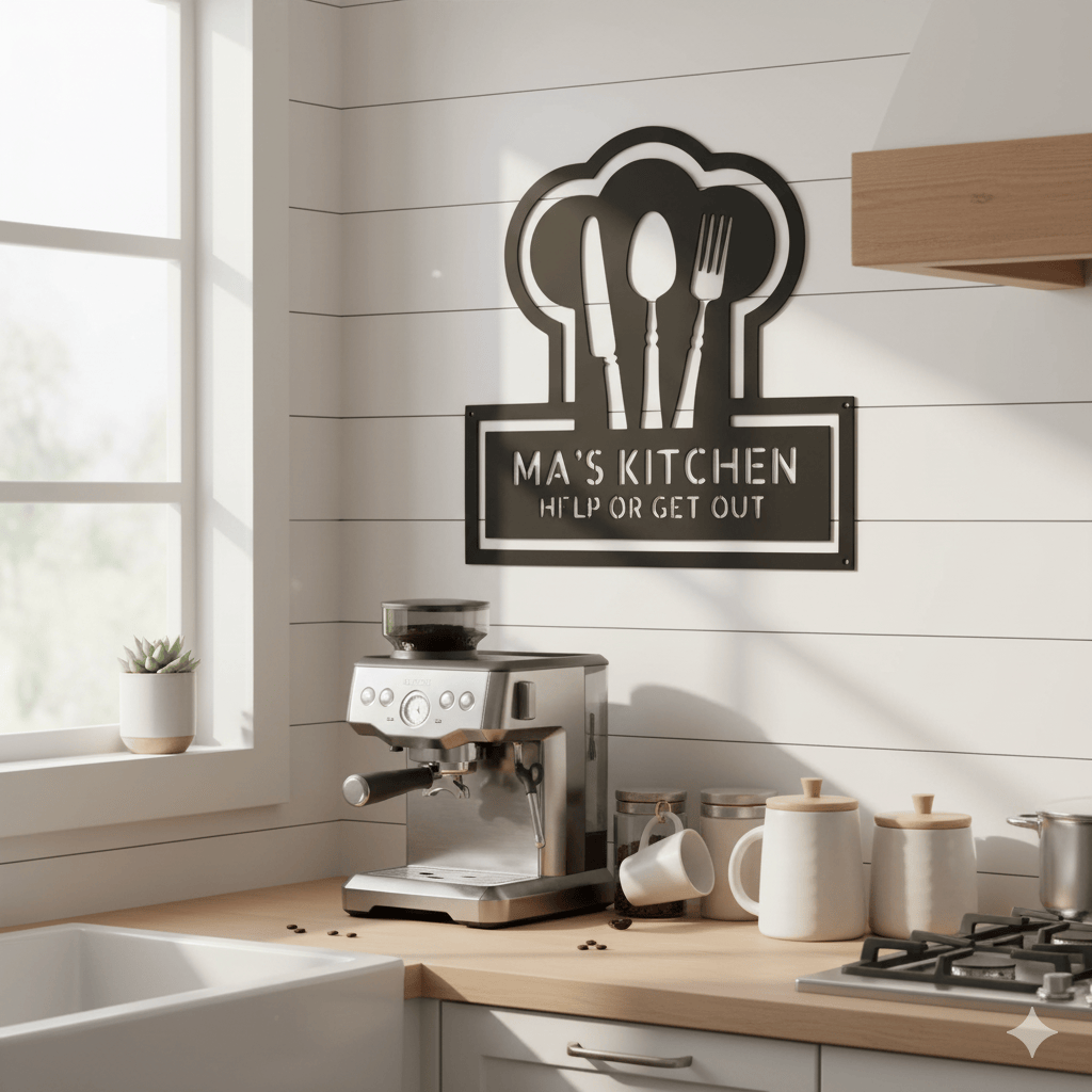 Custom Personalized Kitchen Monogram Metal Sign – Custom Name Wall Art for Home & Gift