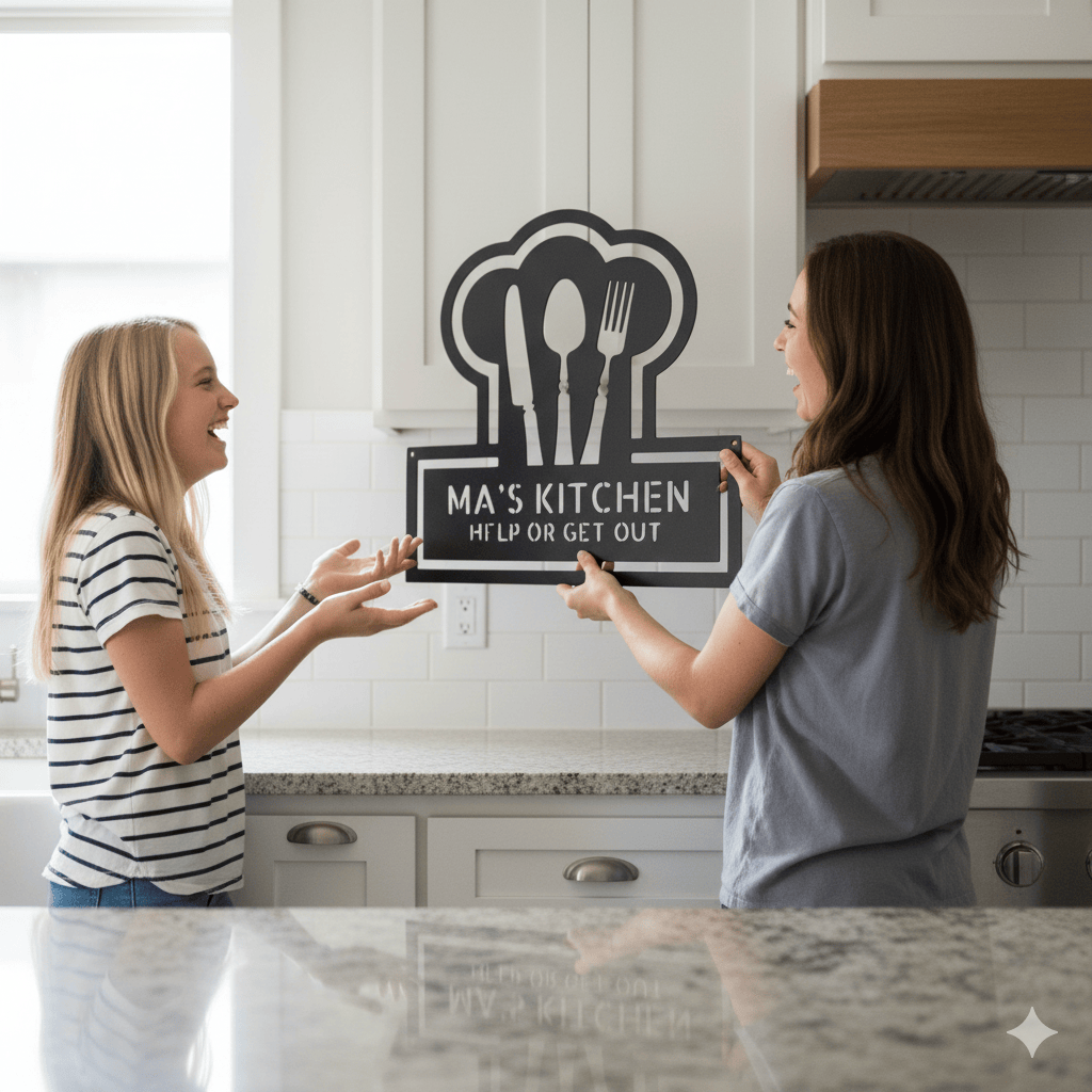 Custom Personalized Kitchen Monogram Metal Sign – Custom Name Wall Art for Home & Gift