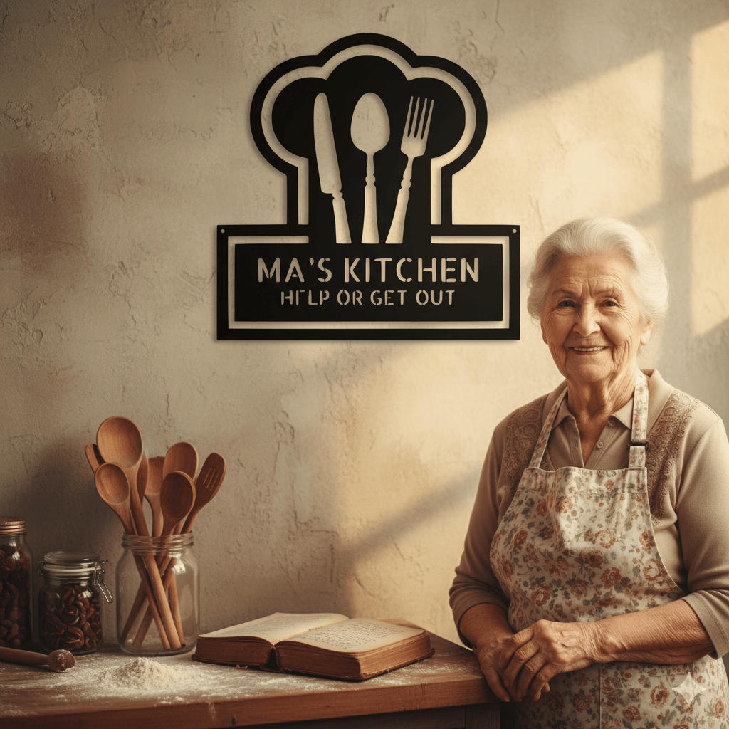 Custom Personalized Kitchen Monogram Metal Sign – Custom Name Wall Art for Home & Gift