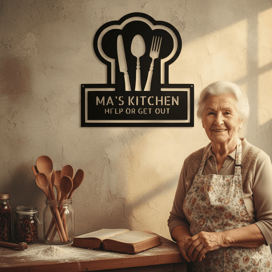 Custom Personalized Kitchen Monogram Metal Sign – Custom Name Wall Art for Home & Gift