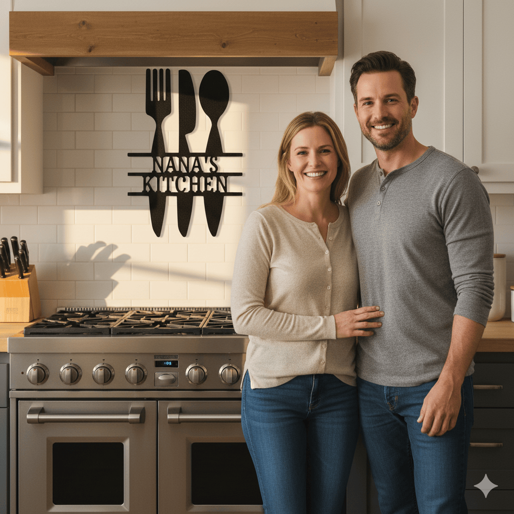 Custom Personalized Kitchen Steel Sign – Custom Family Name Wall Art for Home & Gift