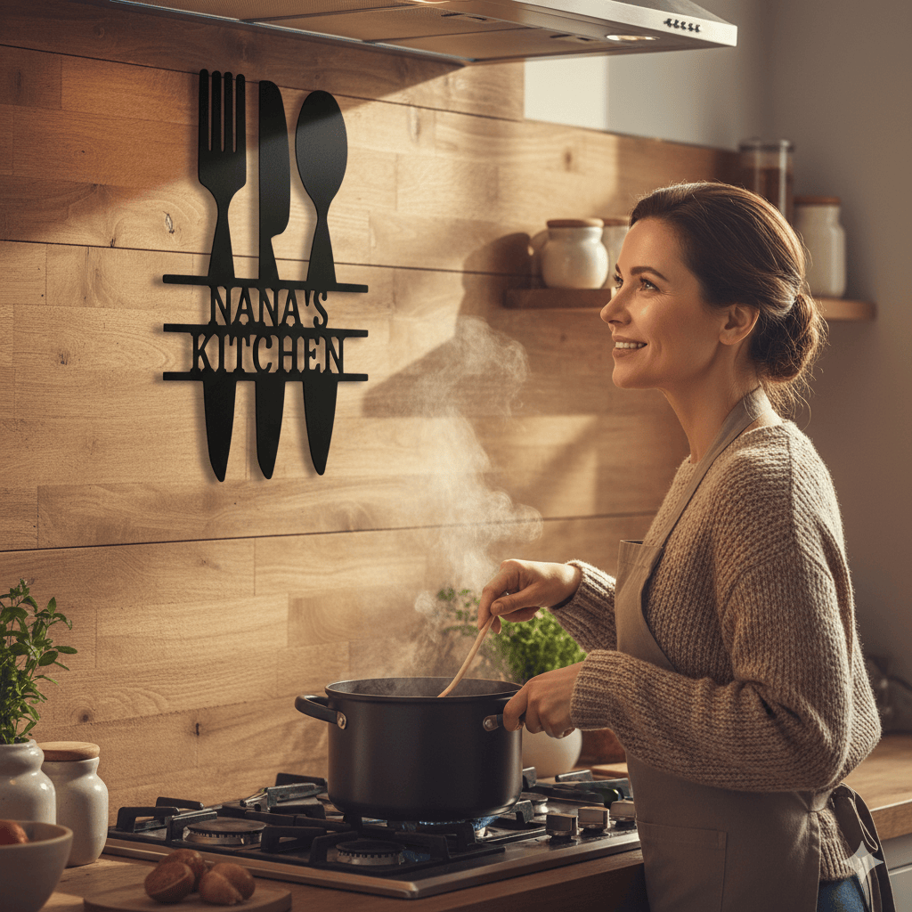 Custom Personalized Kitchen Steel Sign – Custom Family Name Wall Art for Home & Gift