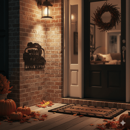 Custom Train Address Metal Sign – Custom House Number Steam Engine Wall Art