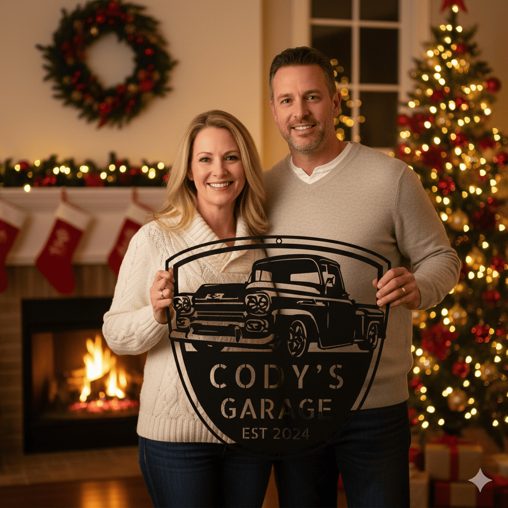 Dad’s Garage Metal Sign – 1958 Chevy Apache 3100 Personalized Vintage Pickup Wall Art