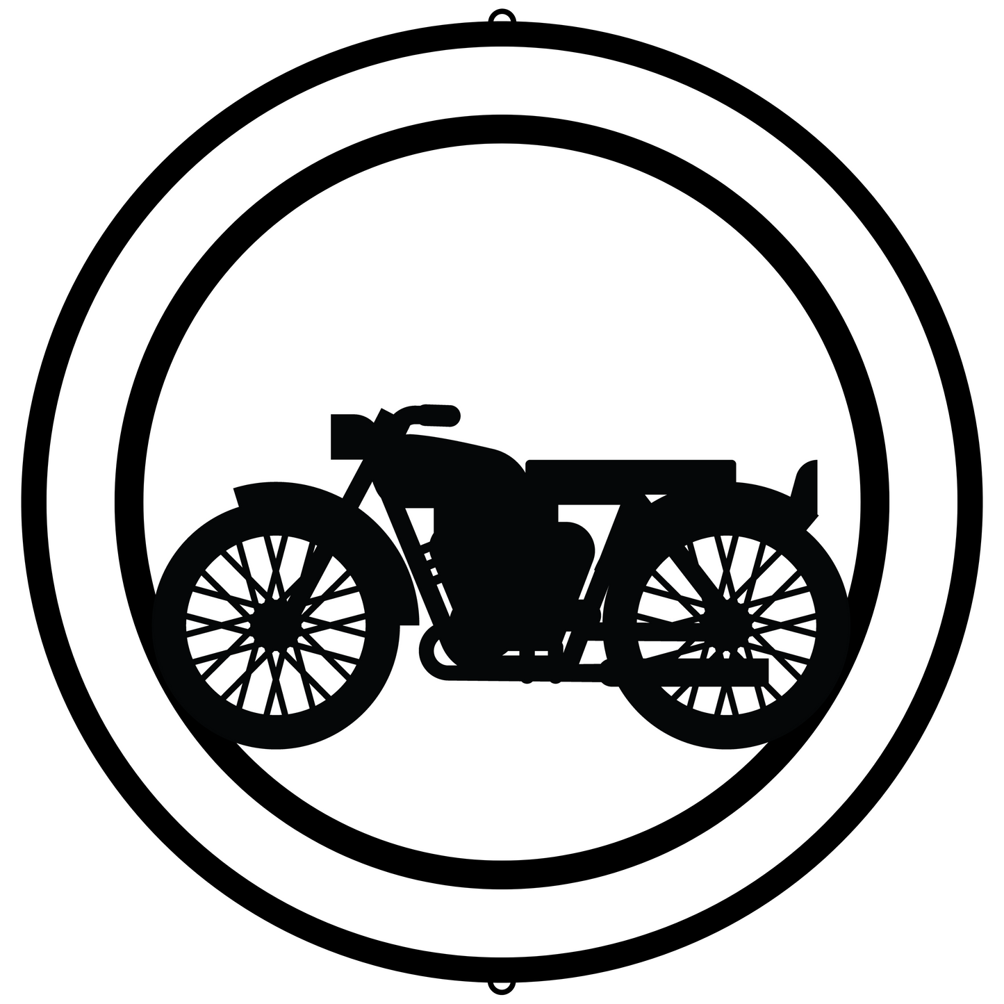 a black and white photo of a motorcycle in a circle