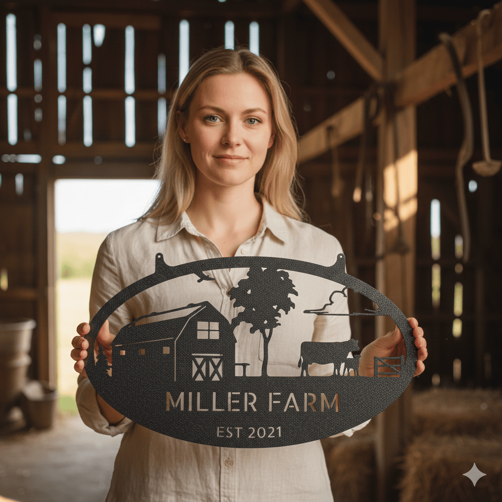 Black / 12" Farmstead Monogram - Steel Sign