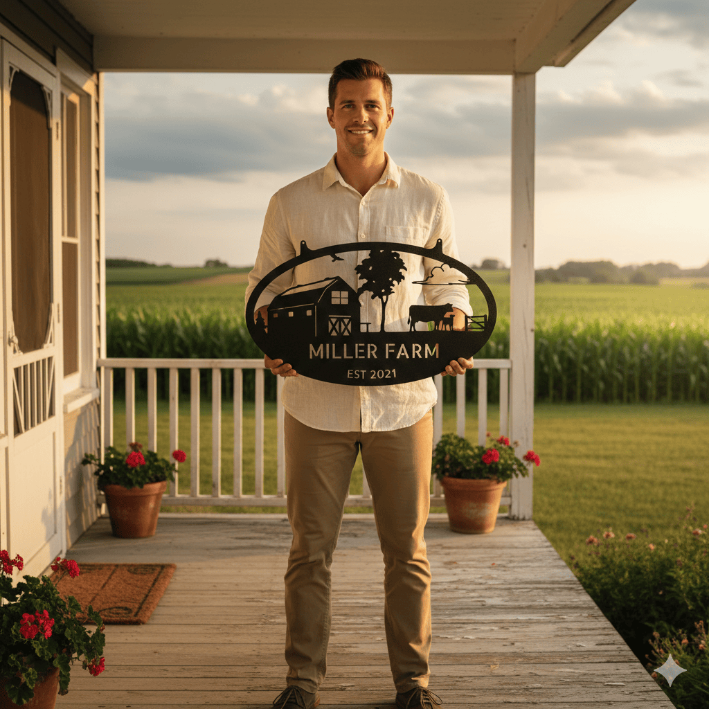 Farmstead Monogram - Steel Sign