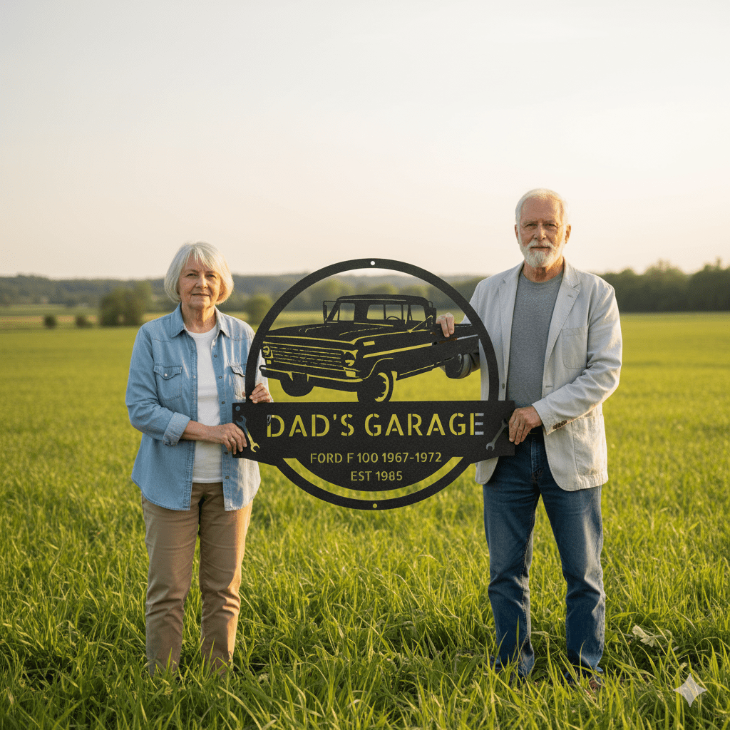 Ford F-100 1967–1972 Metal Sign | Personalized Classic Truck Garage Wall Art – Gift for Dad