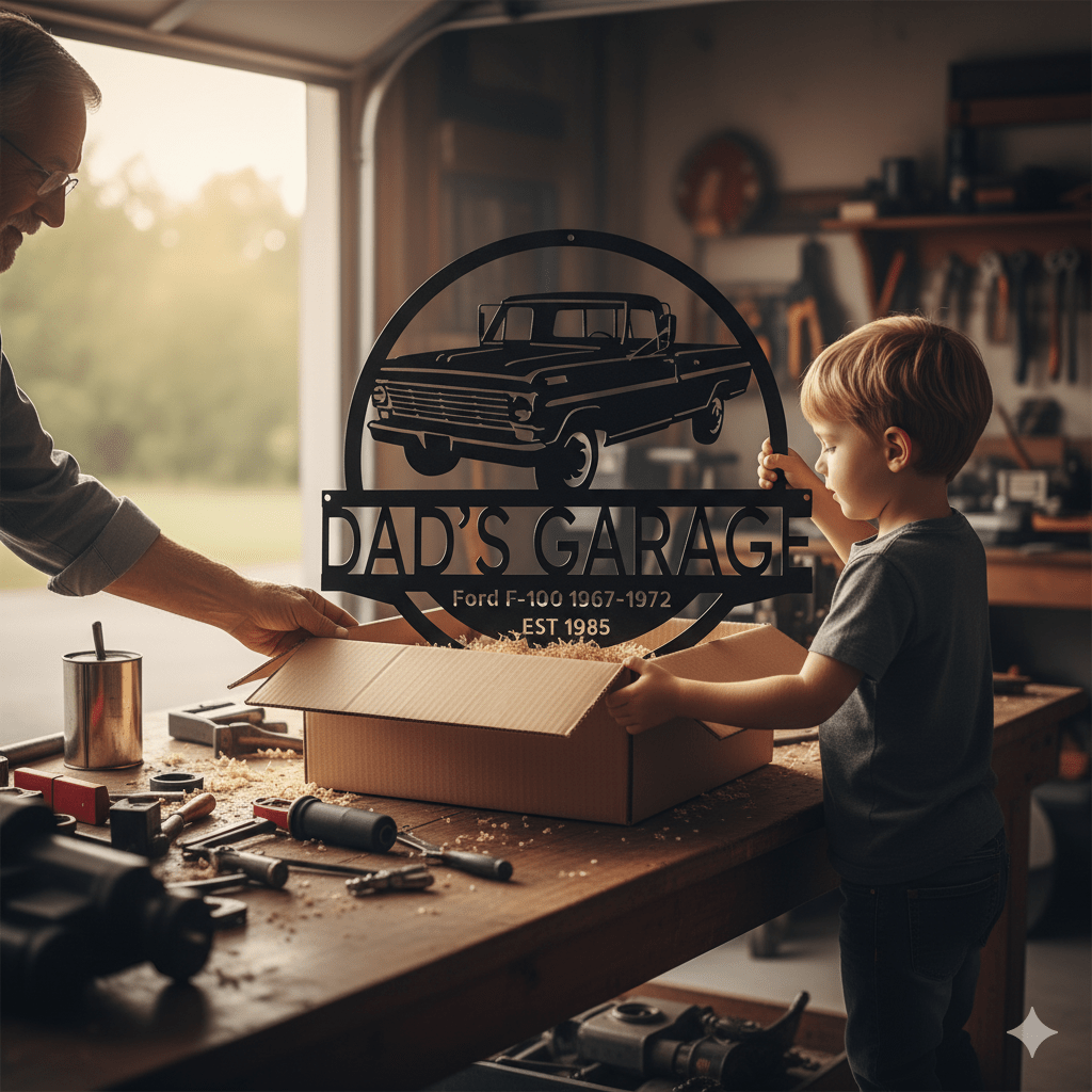 Ford F-100 1967–1972 Metal Sign | Personalized Classic Truck Garage Wall Art – Gift for Dad