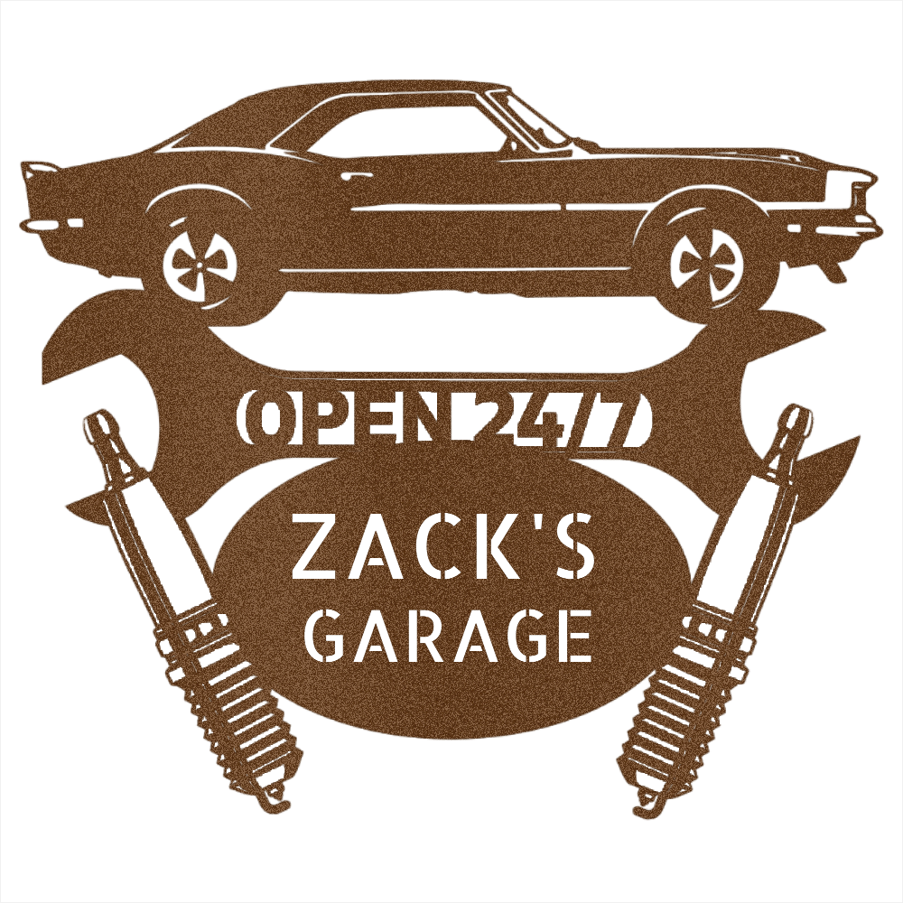 Copper / 12 GARAGE CAR SIGN - Personalize Camaro 1967 Car Monogram Wall Art