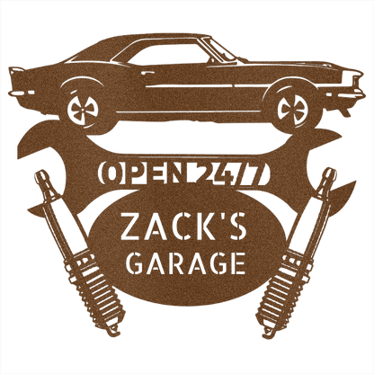 Copper / 12 GARAGE CAR SIGN - Personalize Camaro 1967 Car Monogram Wall Art