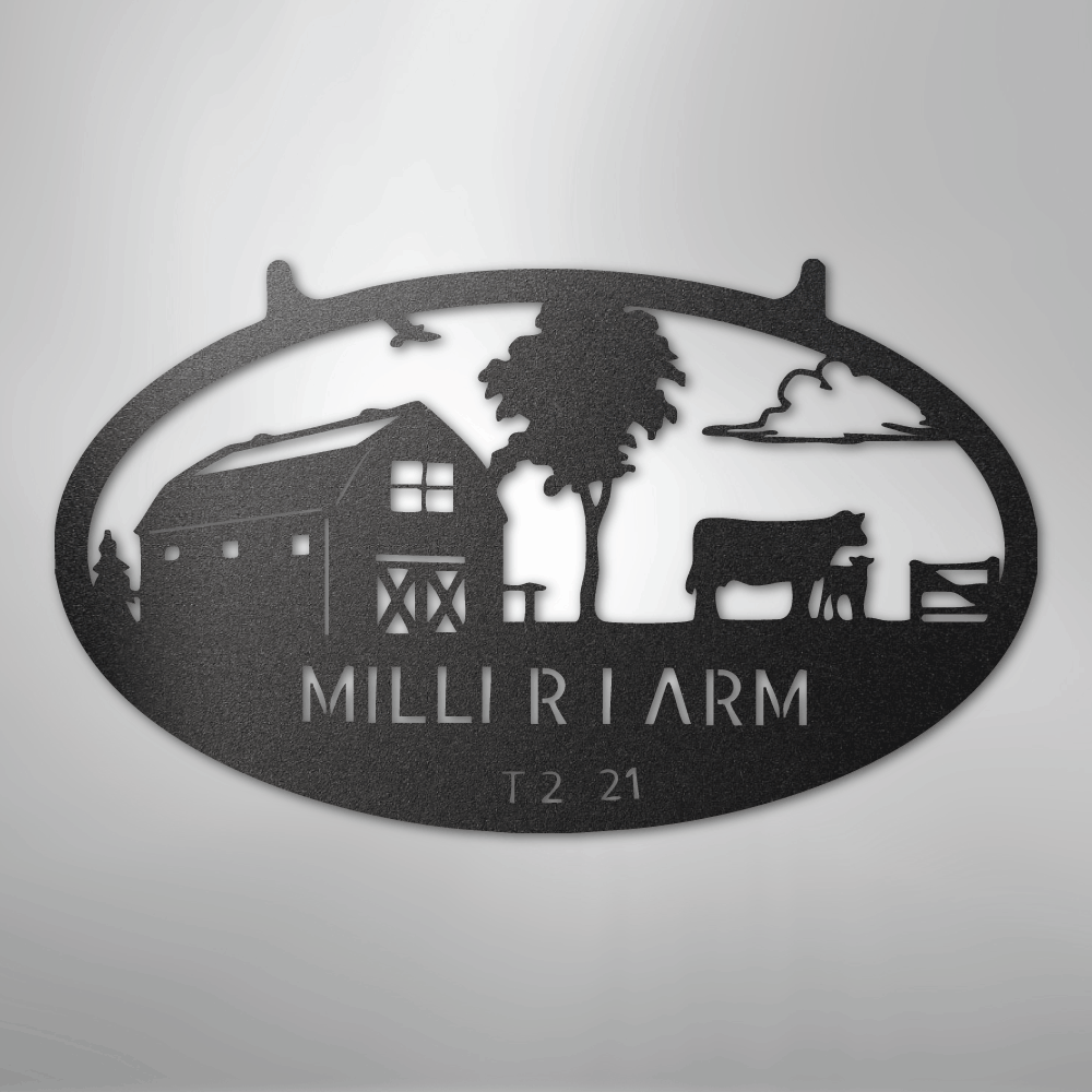 Metal Sign Black / 12" Personalized Farm Metal Sign – Custom Barn & Livestock Ranch Decor with Family Name