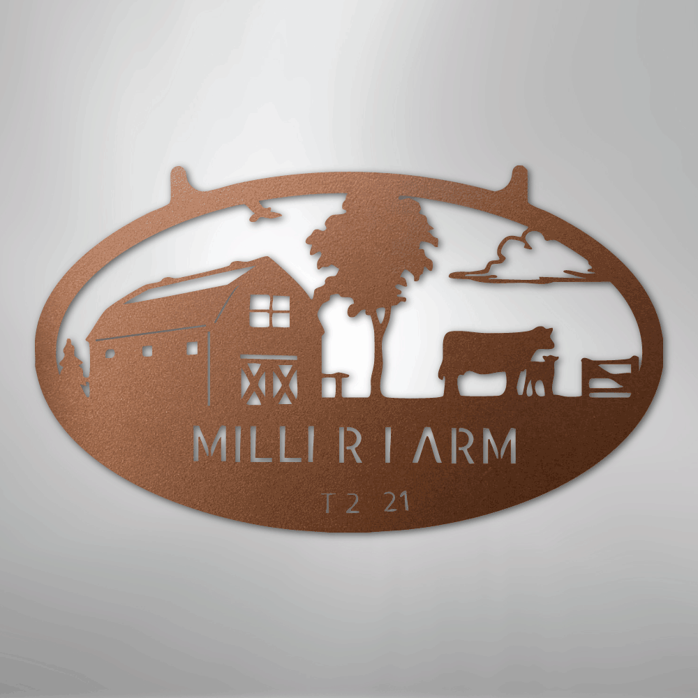 Metal Sign Copper / 12" Personalized Farm Metal Sign – Custom Barn & Livestock Ranch Decor with Family Name