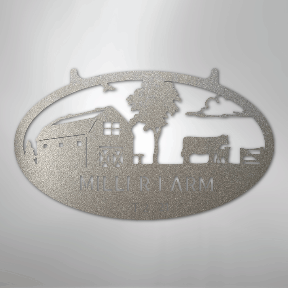 Metal Sign Silver / 12" Personalized Farm Metal Sign – Custom Barn & Livestock Ranch Decor with Family Name
