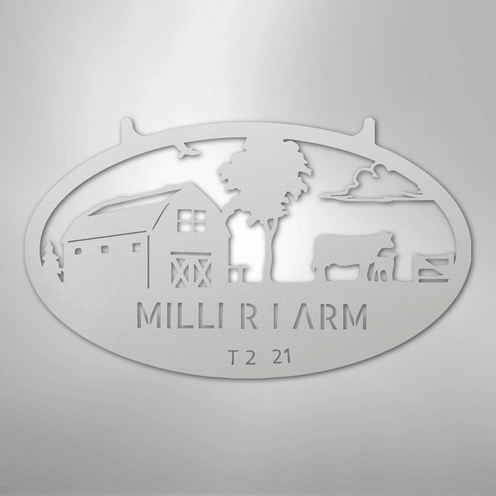 Metal Sign White / 12" Personalized Farm Metal Sign – Custom Barn & Livestock Ranch Decor with Family Name