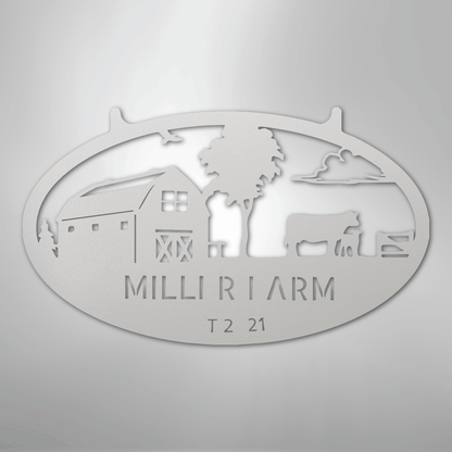 Metal Sign White / 12" Personalized Farm Metal Sign – Custom Barn & Livestock Ranch Decor with Family Name