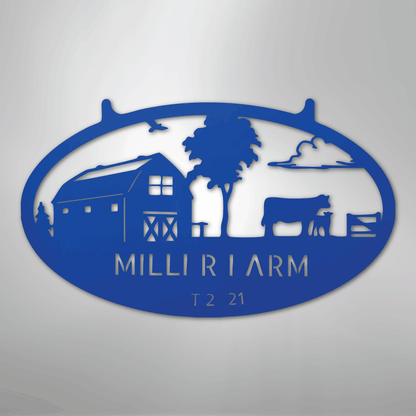 Metal Sign Blue / 24" Personalized Farm Metal Sign – Custom Barn & Livestock Ranch Decor with Family Name