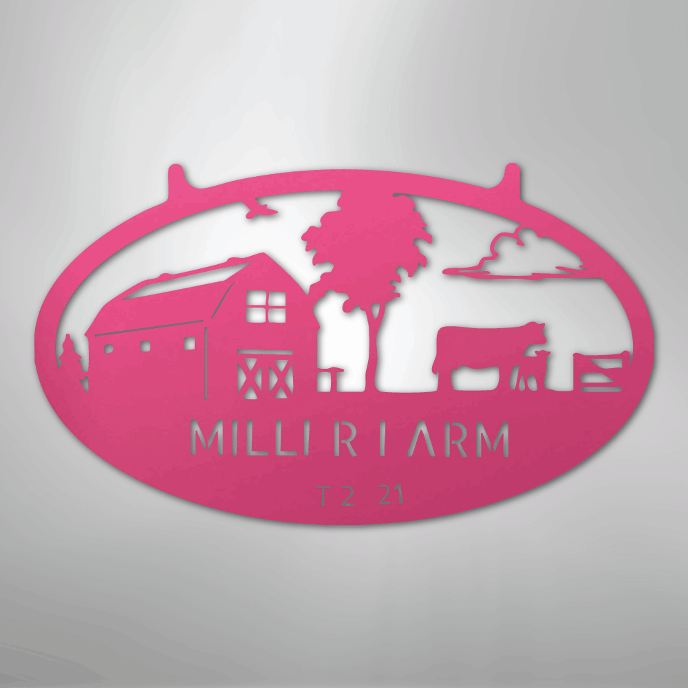 Metal Sign Pink / 24" Personalized Farm Metal Sign – Custom Barn & Livestock Ranch Decor with Family Name