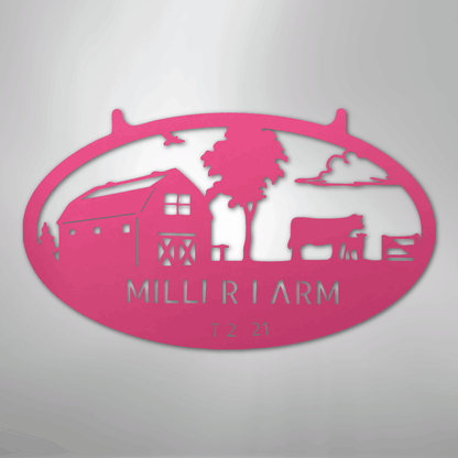 Metal Sign Pink / 24" Personalized Farm Metal Sign – Custom Barn & Livestock Ranch Decor with Family Name