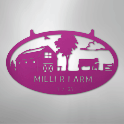 Metal Sign Purple / 24" Personalized Farm Metal Sign – Custom Barn & Livestock Ranch Decor with Family Name