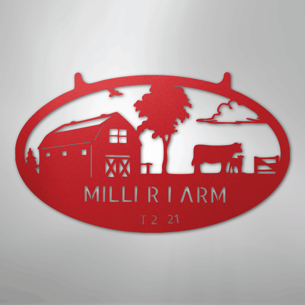 Metal Sign Red / 24" Personalized Farm Metal Sign – Custom Barn & Livestock Ranch Decor with Family Name