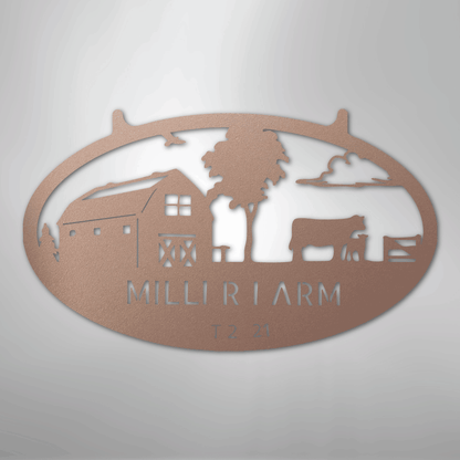 Metal Sign Rose / 24" Personalized Farm Metal Sign – Custom Barn & Livestock Ranch Decor with Family Name