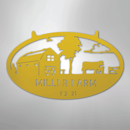 Metal Sign Yellow / 24" Personalized Farm Metal Sign – Custom Barn & Livestock Ranch Decor with Family Name