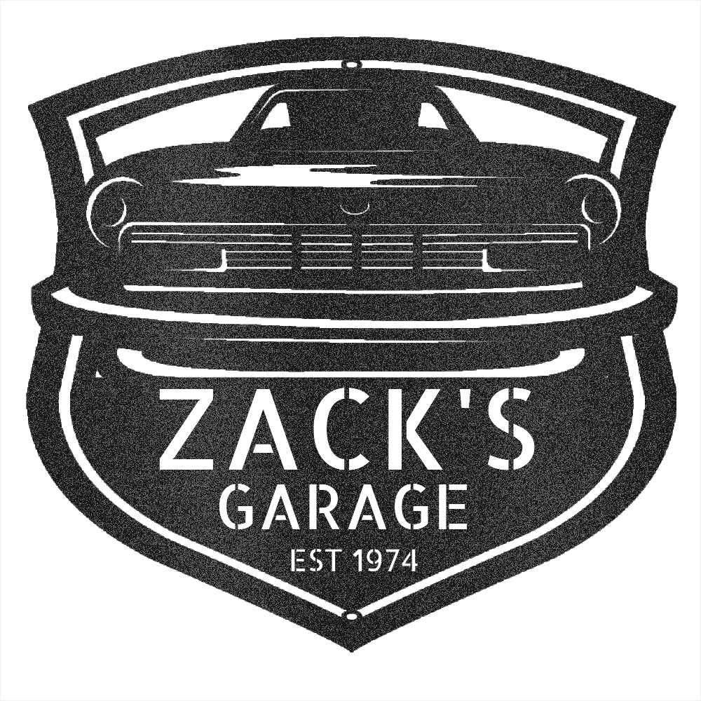 Black / 12 Monogram Garage Steel Sign - 1974 Datsun 260Z Front
