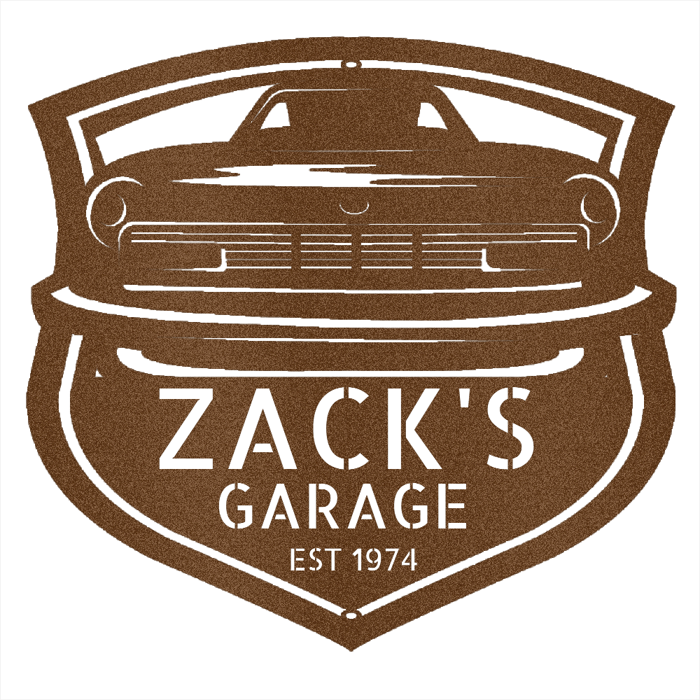 Copper / 12 Monogram Garage Steel Sign - 1974 Datsun 260Z Front