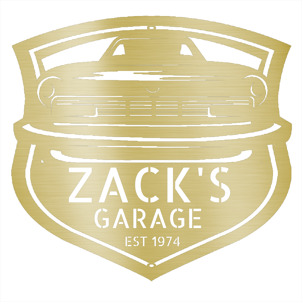 Gold / 12 Monogram Garage Steel Sign - 1974 Datsun 260Z Front