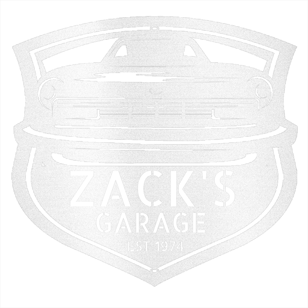 White / 12 Monogram Garage Steel Sign - 1974 Datsun 260Z Front