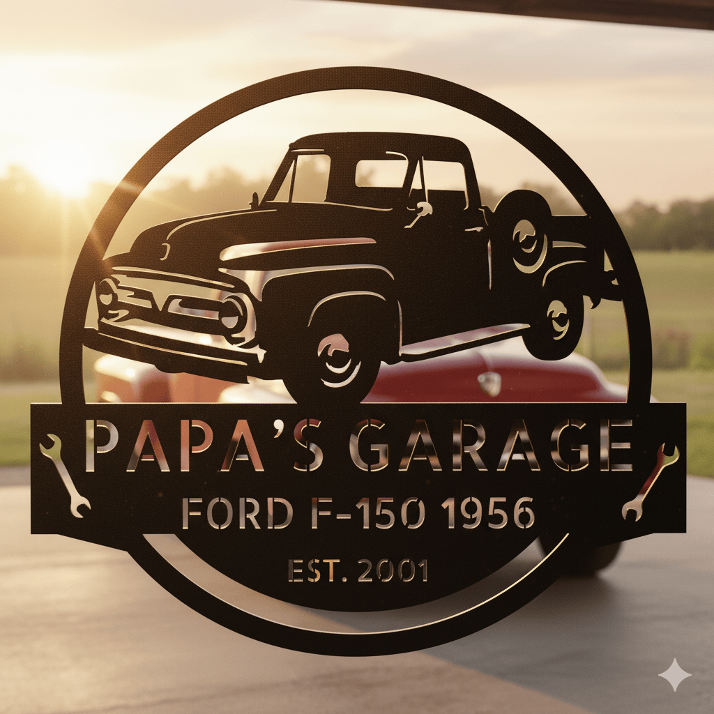 Black / 12 Personalized 1953-1956 Ford F-100 Metal Garage Sign