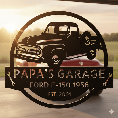 Black / 12 Personalized 1953-1956 Ford F-100 Metal Garage Sign