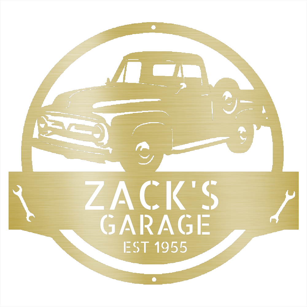 Gold / 12 Personalized 1953-1956 Ford F-100 Metal Garage Sign