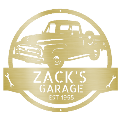 Gold / 12 Personalized 1953-1956 Ford F-100 Metal Garage Sign