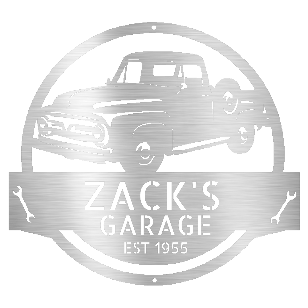 Silver / 12 Personalized 1953-1956 Ford F-100 Metal Garage Sign