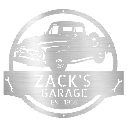 Silver / 12 Personalized 1953-1956 Ford F-100 Metal Garage Sign