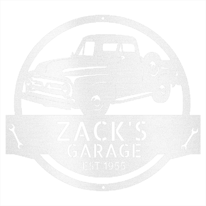 White / 12 Personalized 1953-1956 Ford F-100 Metal Garage Sign