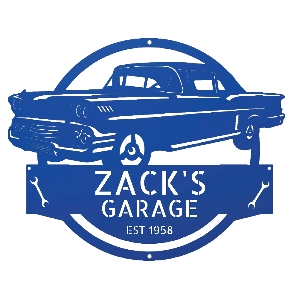 Blue / 12 Personalized 1958 Chevrolet Impala Metal Garage Sign