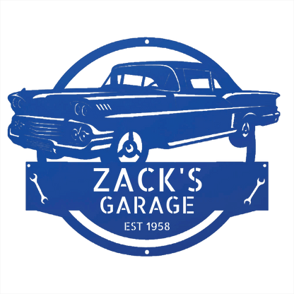 Blue / 12 Personalized 1958 Chevrolet Impala Metal Garage Sign