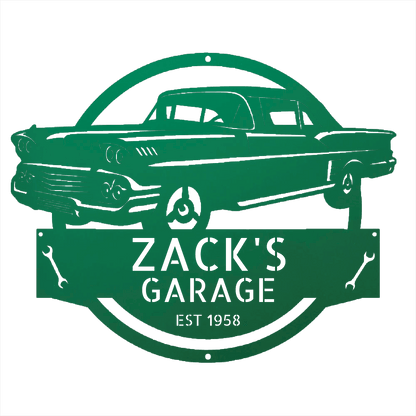 Green / 12 Personalized 1958 Chevrolet Impala Metal Garage Sign