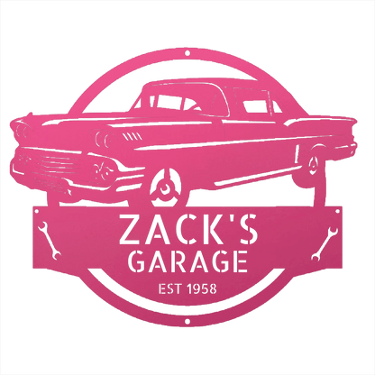 Pink / 12 Personalized 1958 Chevrolet Impala Metal Garage Sign
