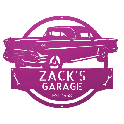 Purple / 12 Personalized 1958 Chevrolet Impala Metal Garage Sign