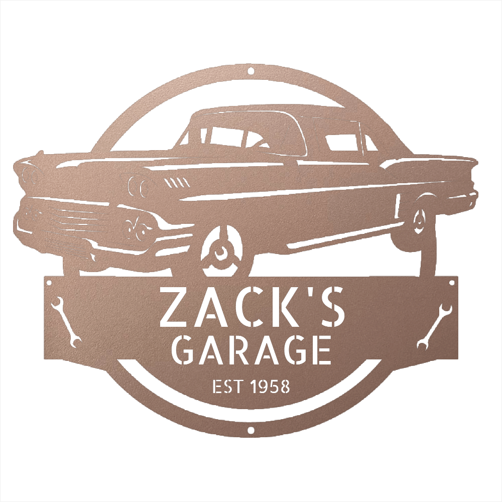 Rose / 12 Personalized 1958 Chevrolet Impala Metal Garage Sign