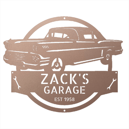 Rose / 12 Personalized 1958 Chevrolet Impala Metal Garage Sign