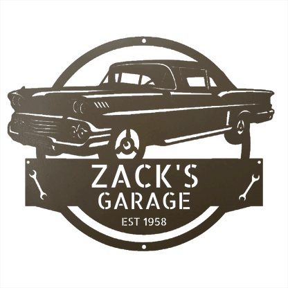 Stone / 12 Personalized 1958 Chevrolet Impala Metal Garage Sign