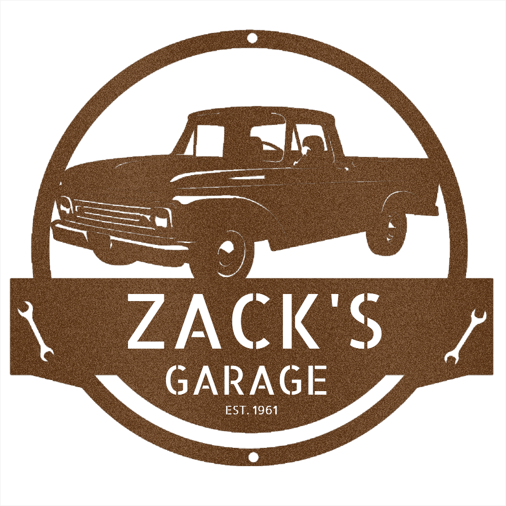 Copper / 12 Personalized 1961-1966 Ford F-100 Metal Garage Sign