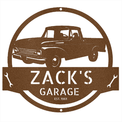 Copper / 12 Personalized 1961-1966 Ford F-100 Metal Garage Sign