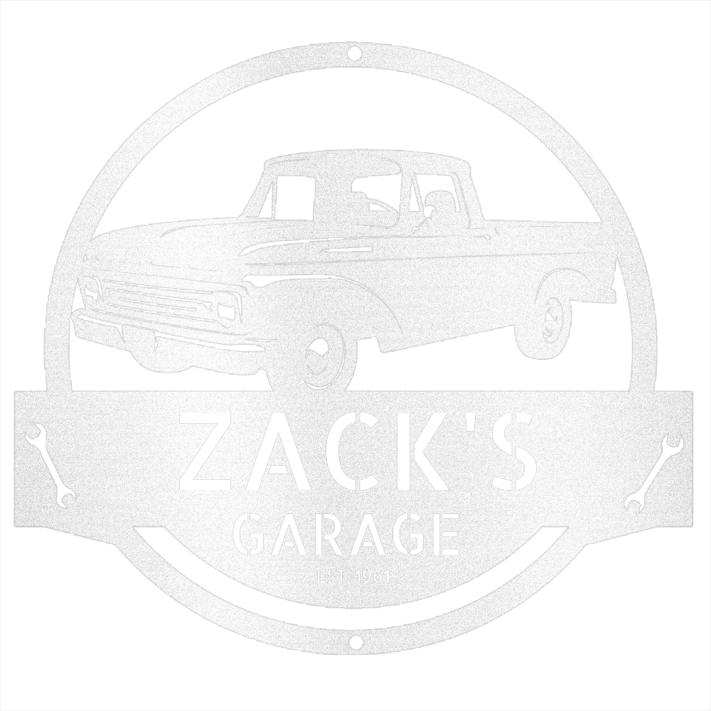 White / 12 Personalized 1961-1966 Ford F-100 Metal Garage Sign