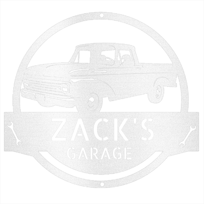 White / 12 Personalized 1961-1966 Ford F-100 Metal Garage Sign